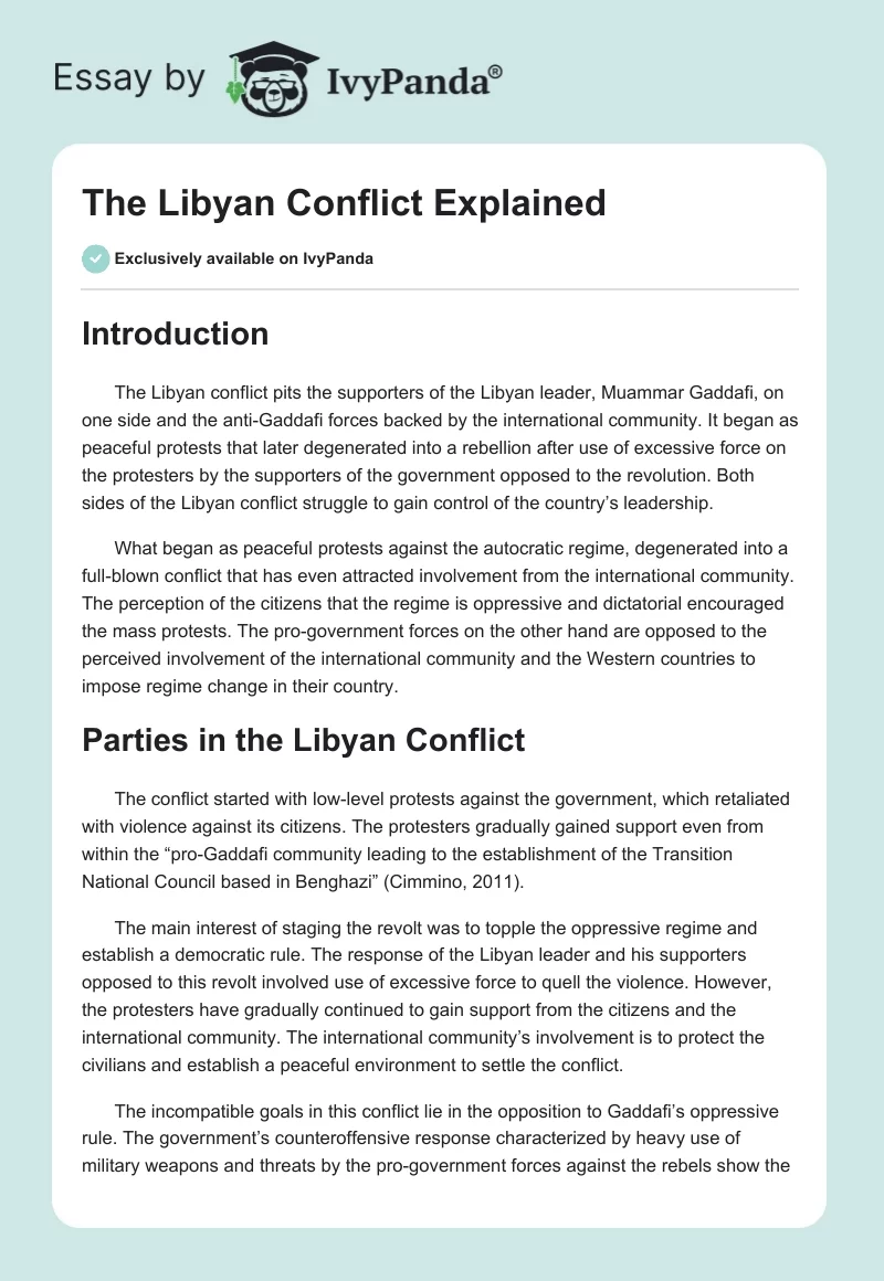 The Libyan Conflict Explained. Page 1