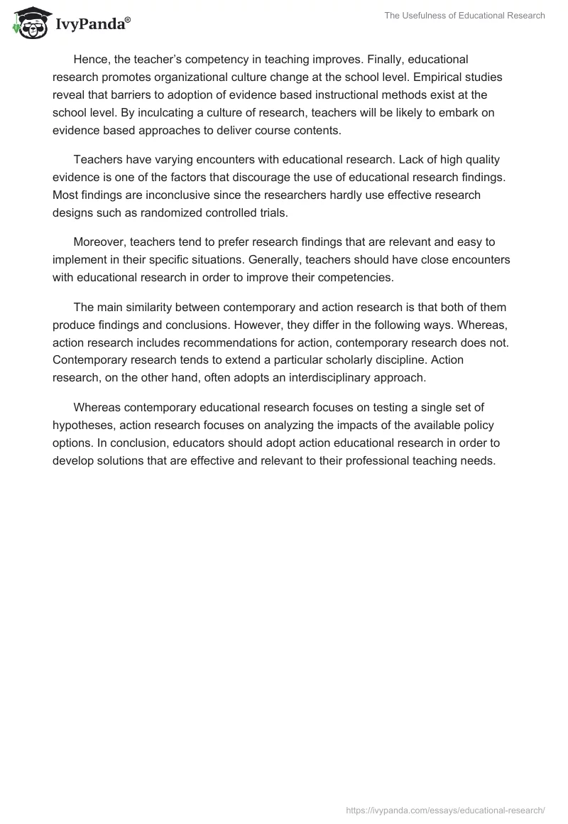 The Usefulness of Educational Research. Page 2