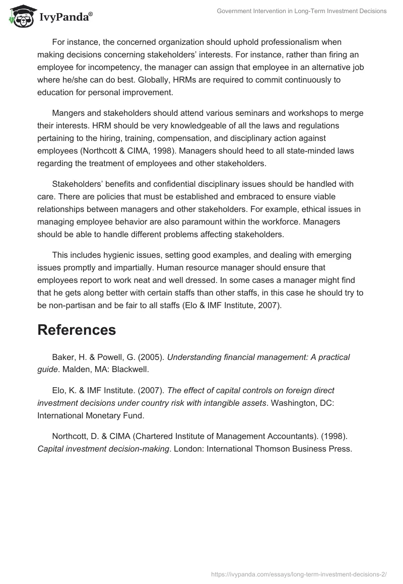 Government Intervention in Long-Term Investment Decisions. Page 4