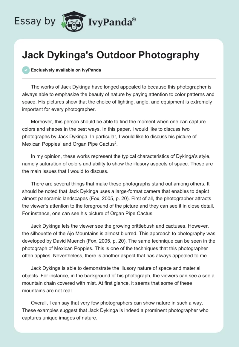 Jack Dykinga's Outdoor Photography. Page 1