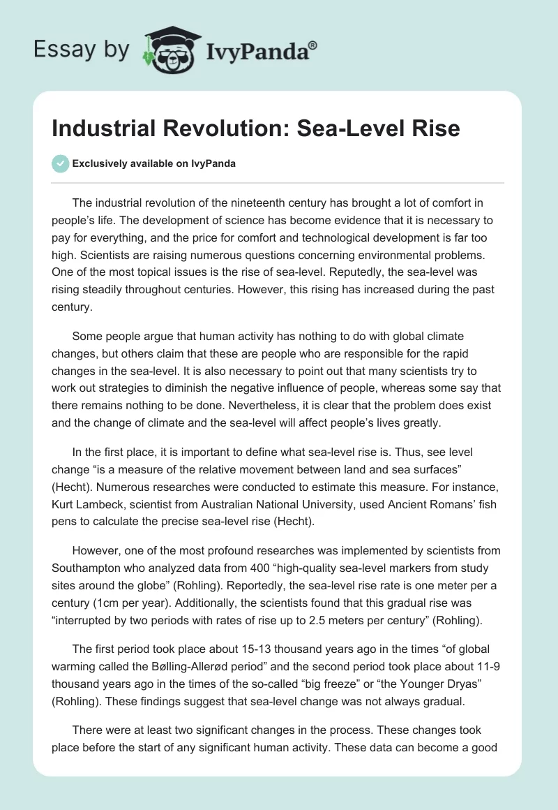 Industrial Revolution: Sea-Level Rise. Page 1