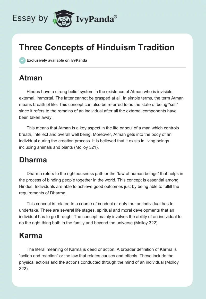 Three Concepts of Hinduism Tradition. Page 1