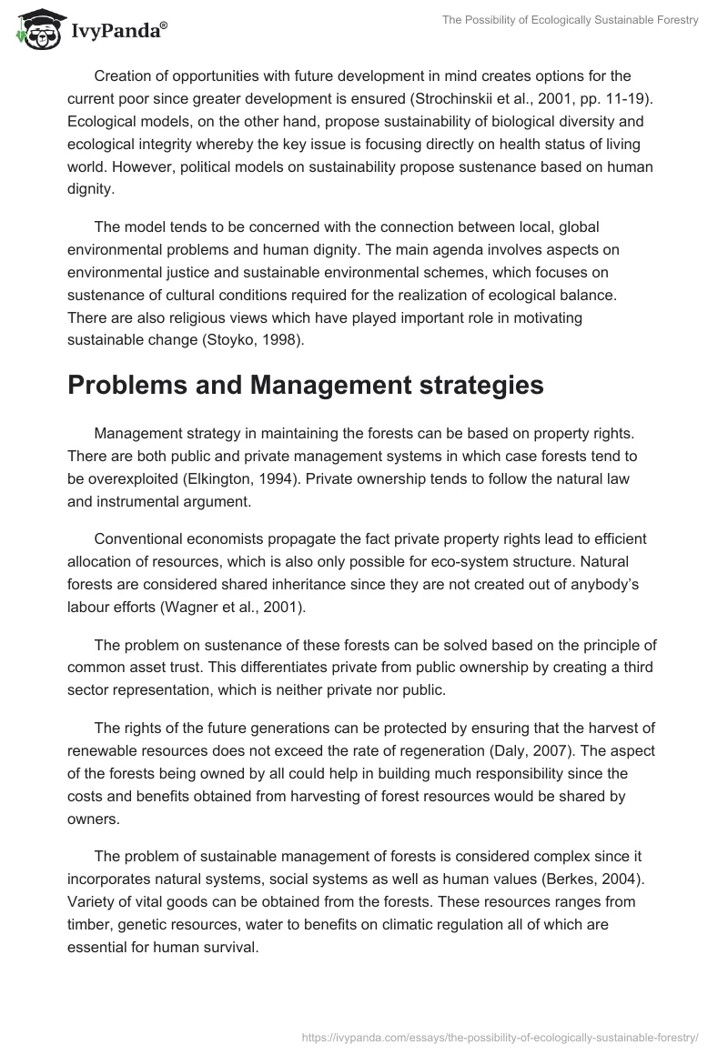 The Possibility of Ecologically Sustainable Forestry. Page 3