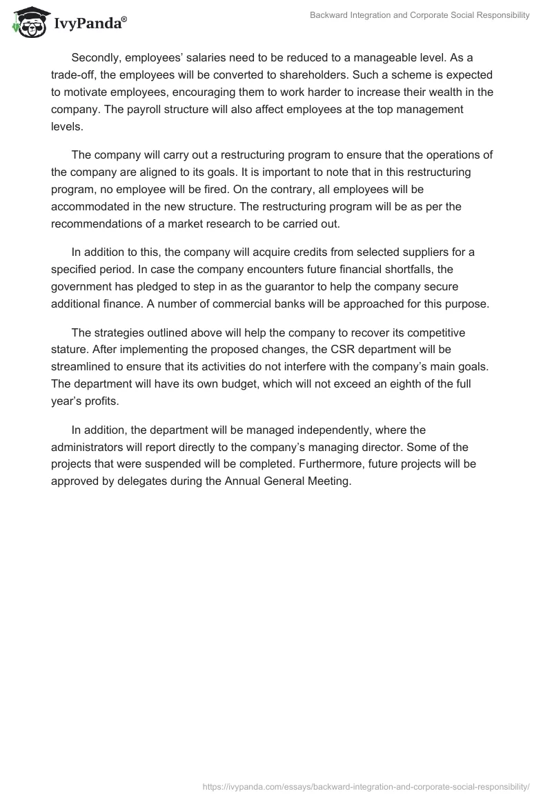 Backward Integration and Corporate Social Responsibility. Page 5