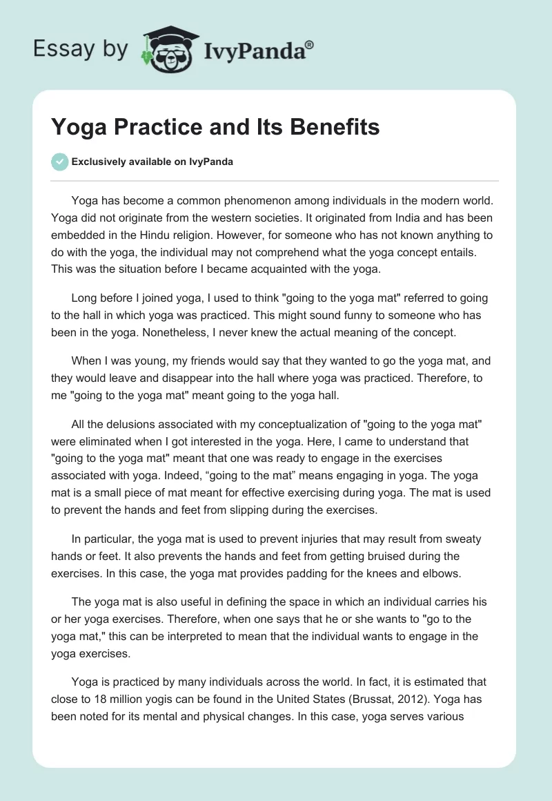 Yoga Practice and Its Benefits. Page 1