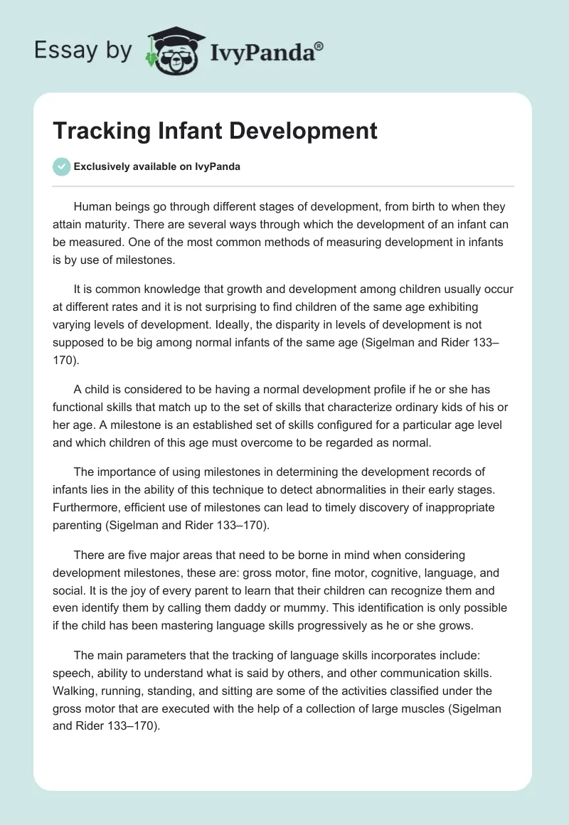 Tracking Infant Development. Page 1