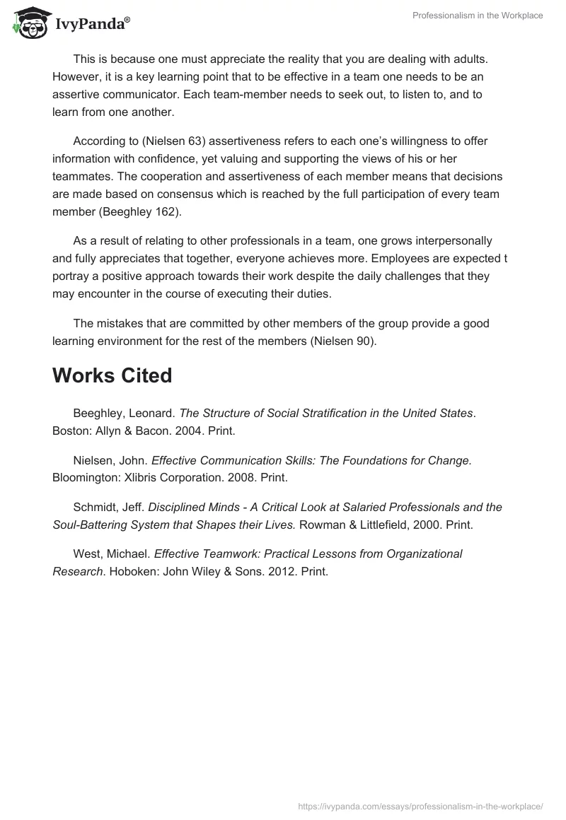 Professionalism in the Workplace. Page 2