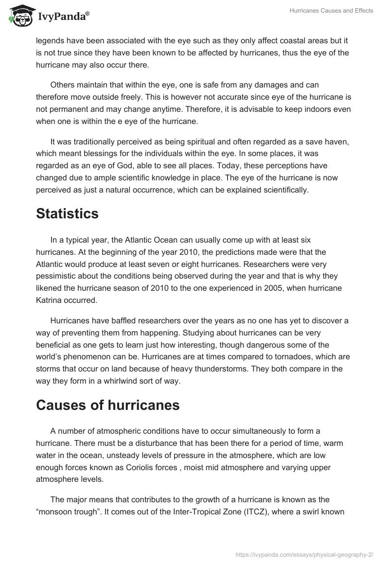 Hurricanes Causes and Effects. Page 2