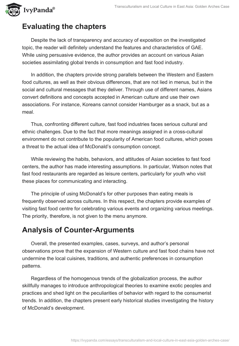 Transculturalism and Local Culture in East Asia: Golden Arches Case. Page 5