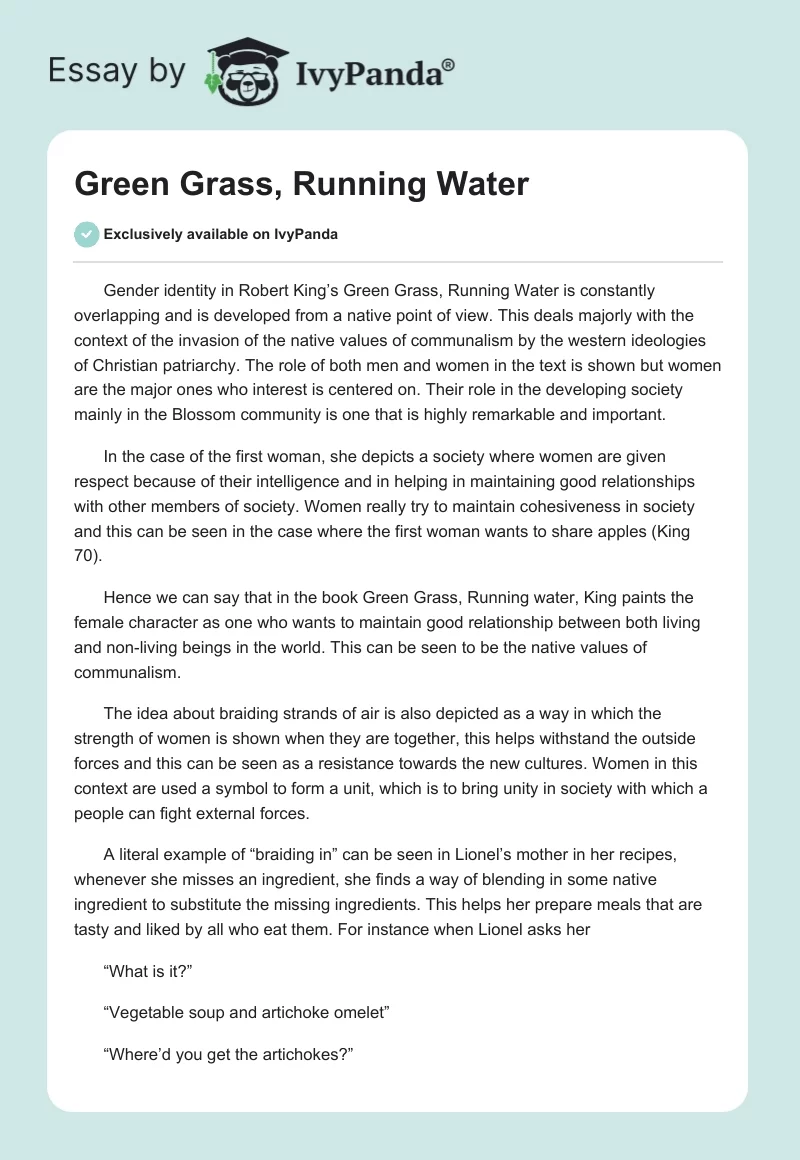 Green Grass, Running Water. Page 1