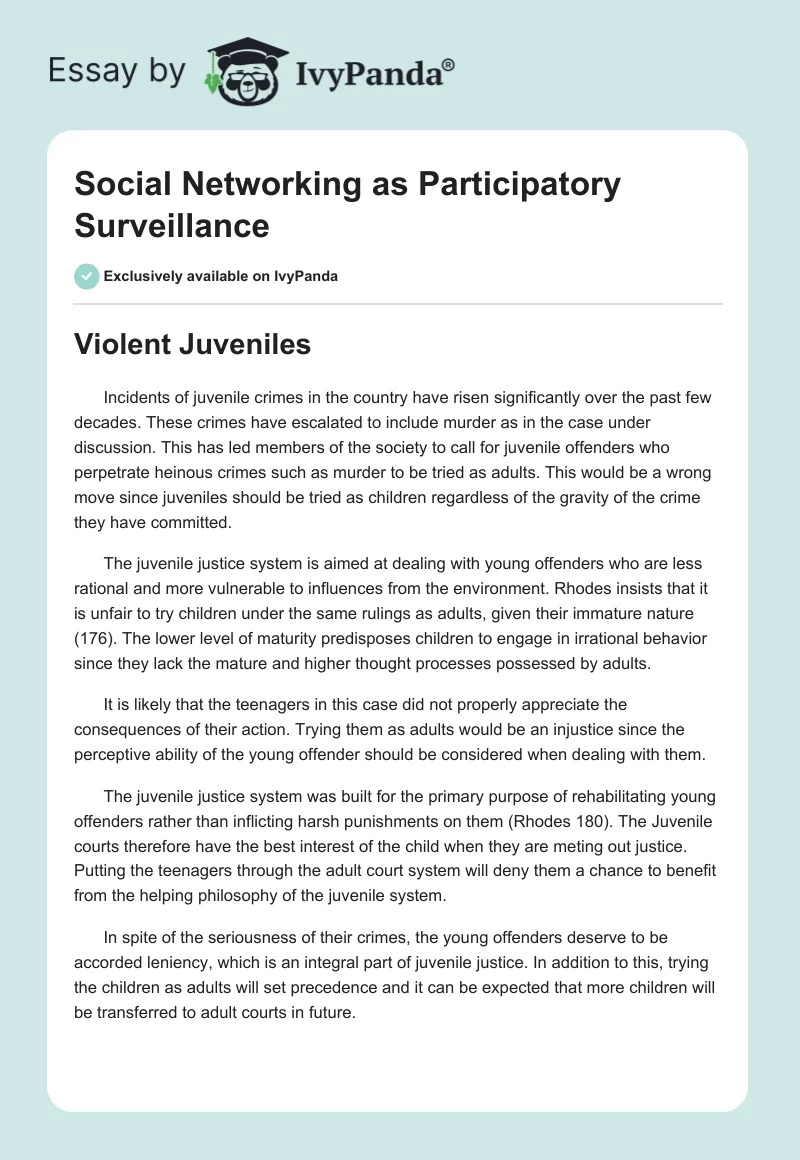 Social Networking as Participatory Surveillance. Page 1