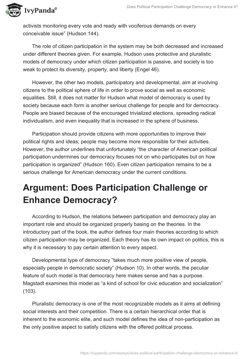 Does Political Participation Challenge Democracy or Enhance It?. Page 2