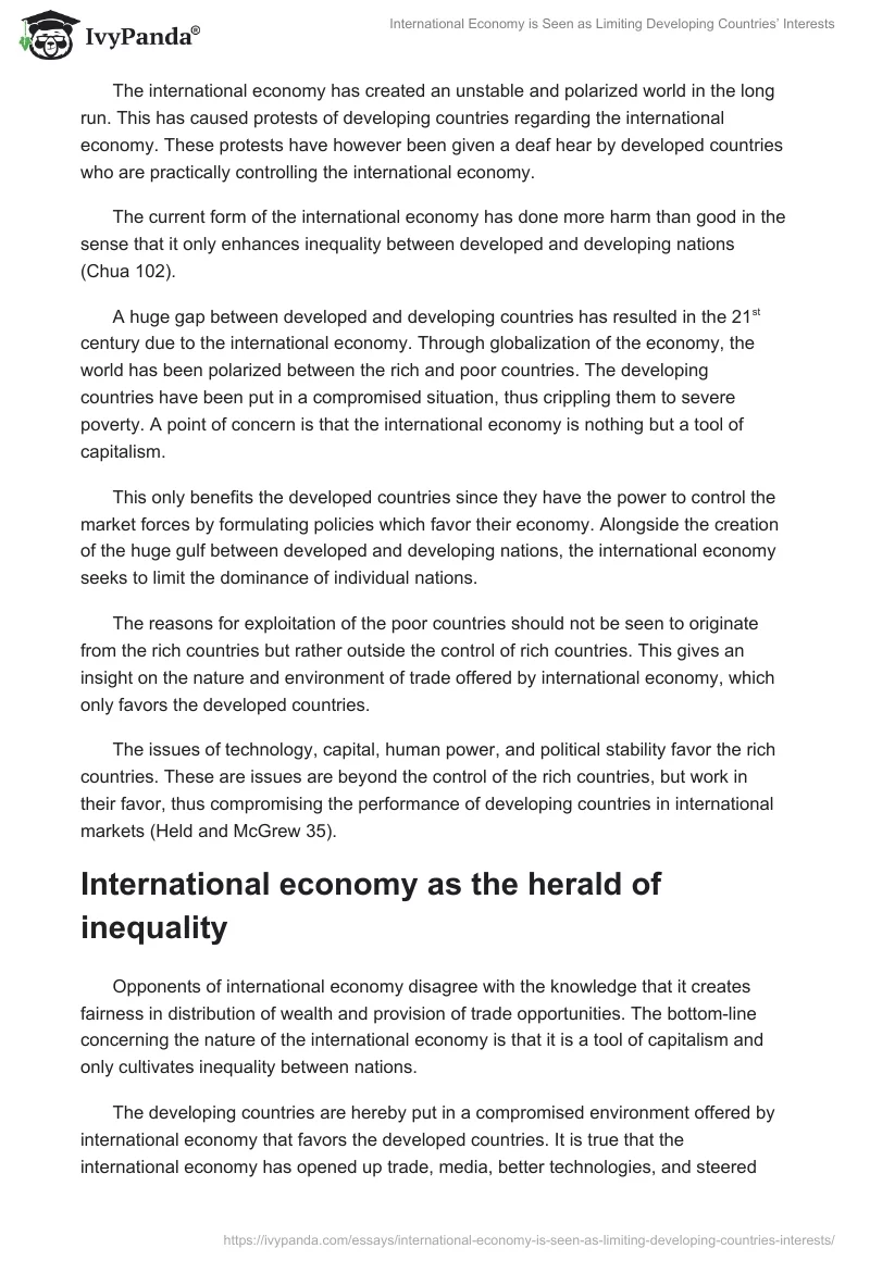 International Economy is Seen as Limiting Developing Countries’ Interests. Page 2