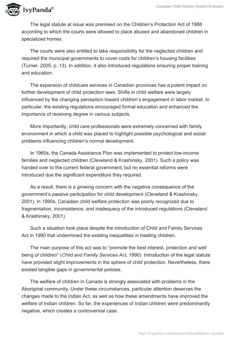 Canadian Child Welfare System Evolution. Page 2