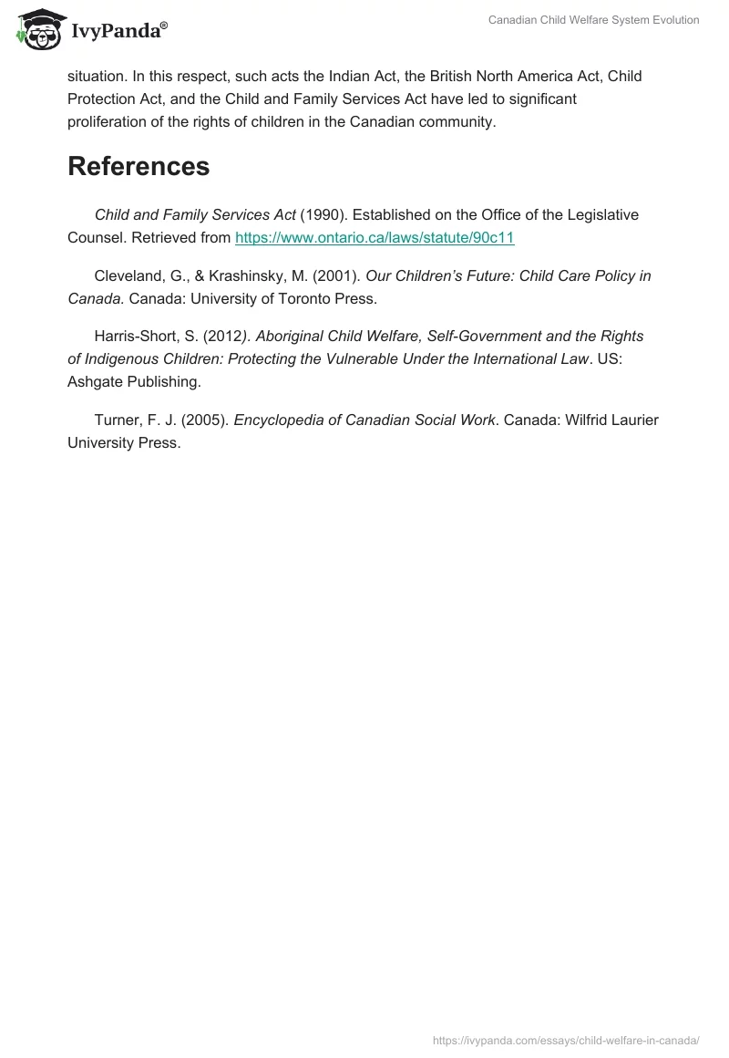 Canadian Child Welfare System Evolution. Page 4