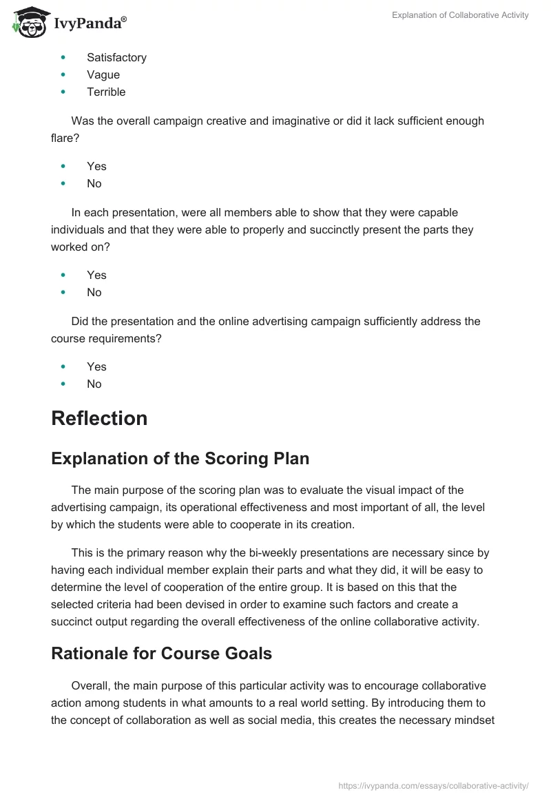 Explanation of Collaborative Activity. Page 4