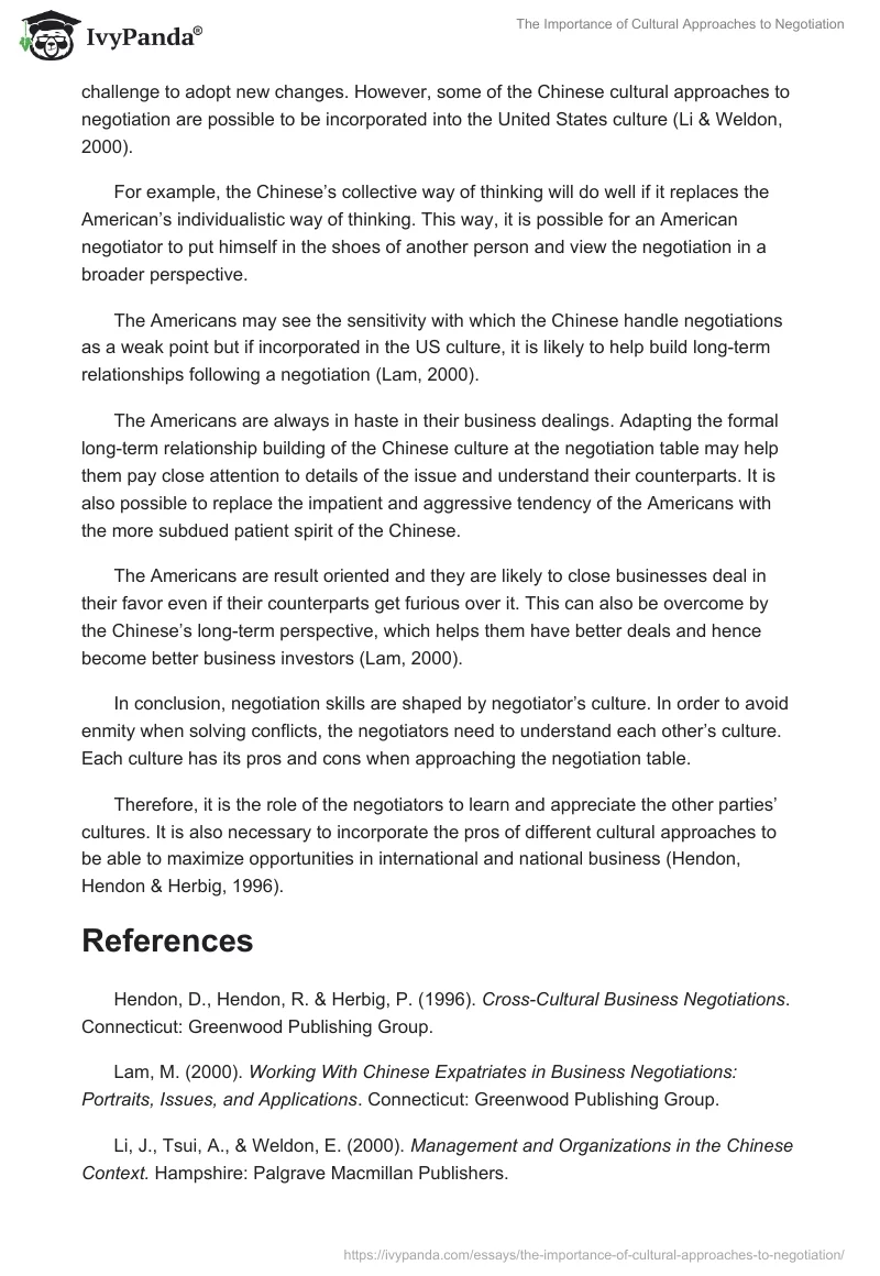 The Importance of Cultural Approaches to Negotiation. Page 3