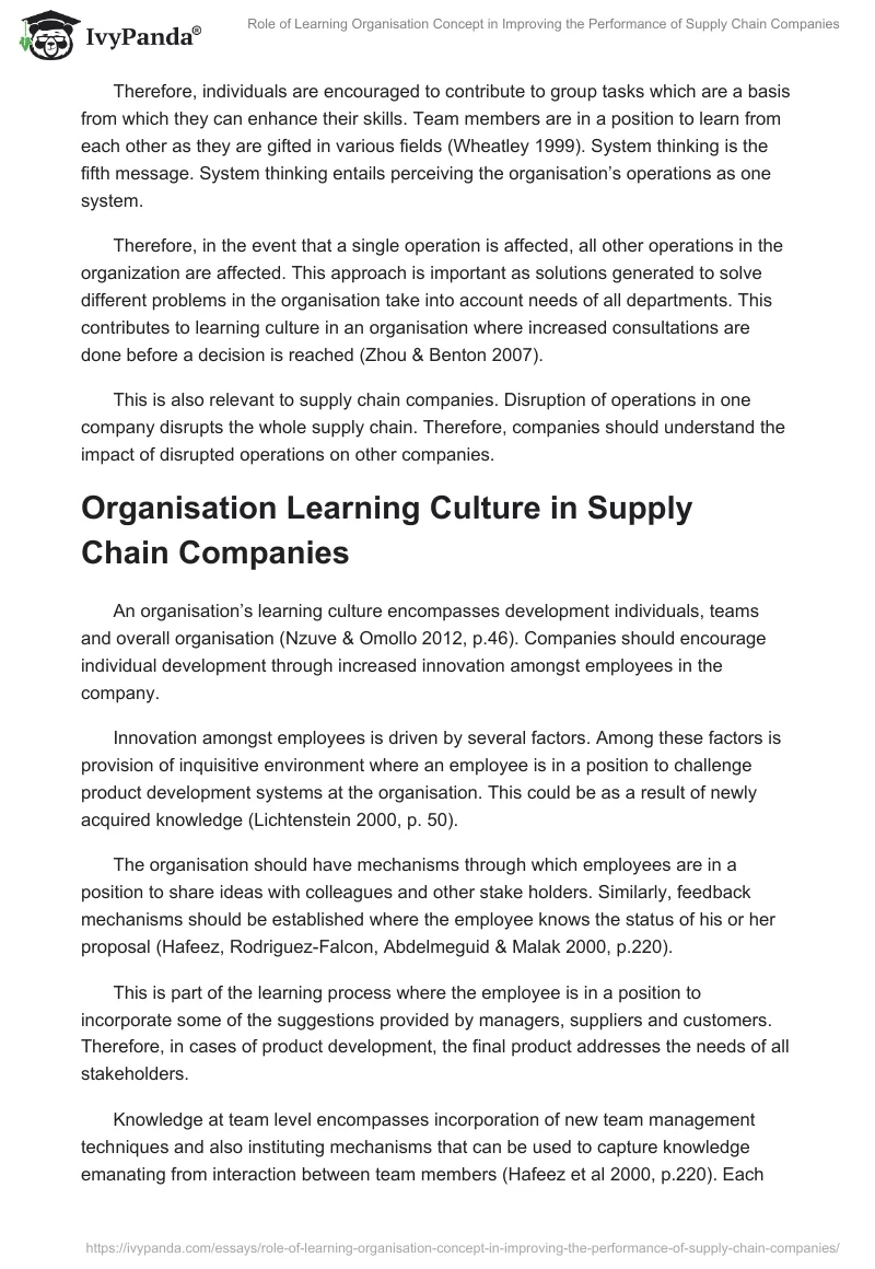 Role of Learning Organisation Concept in Improving the Performance of Supply Chain Companies. Page 3