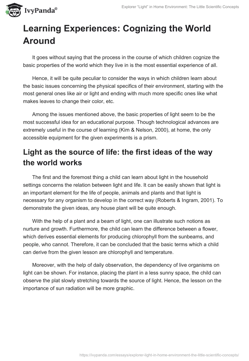 Explorer “Light” in Home Environment: The Little Scientific Concepts. Page 2