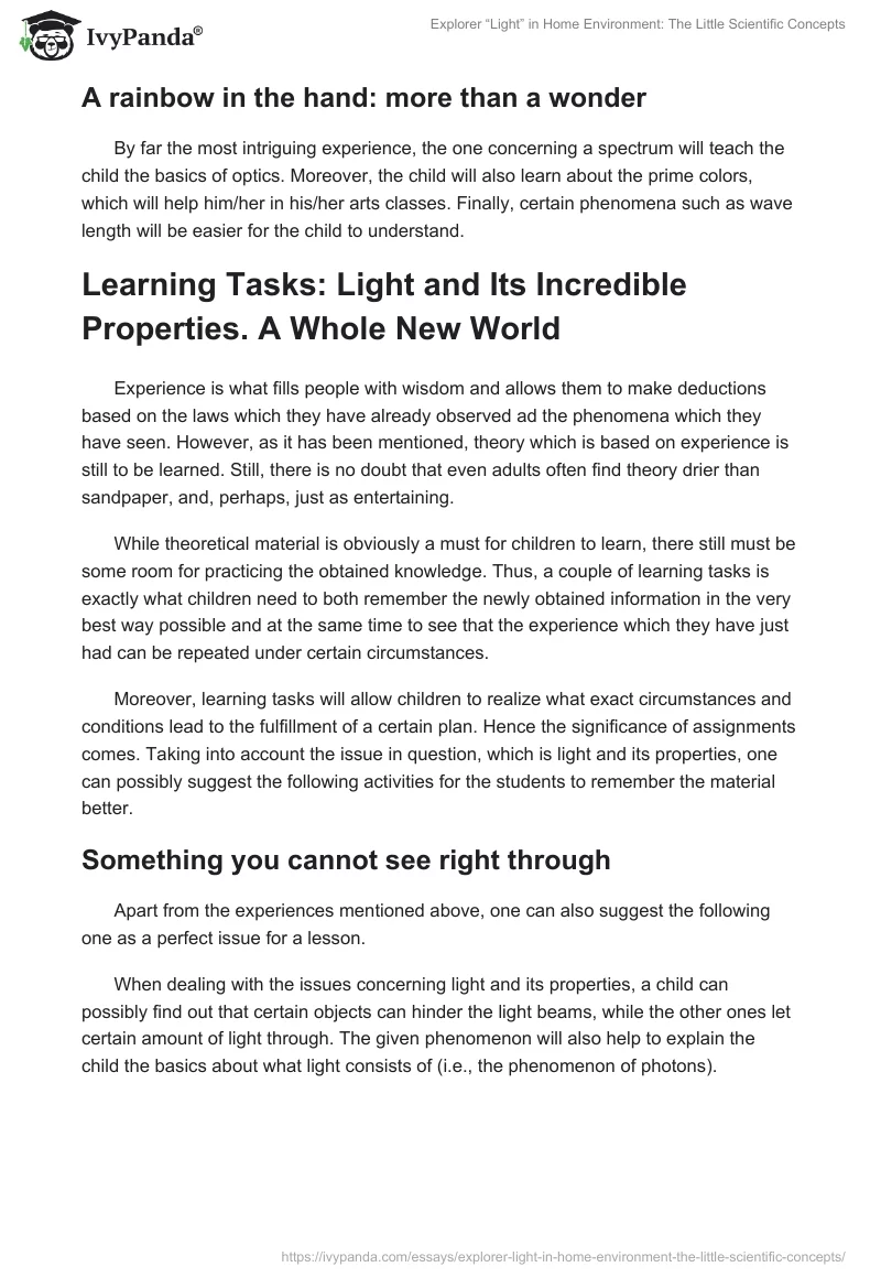 Explorer “Light” in Home Environment: The Little Scientific Concepts. Page 5