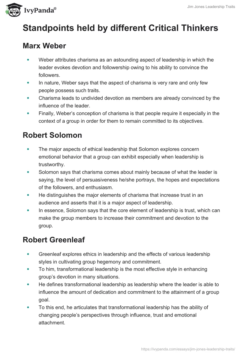Jim Jones Leadership Traits. Page 2