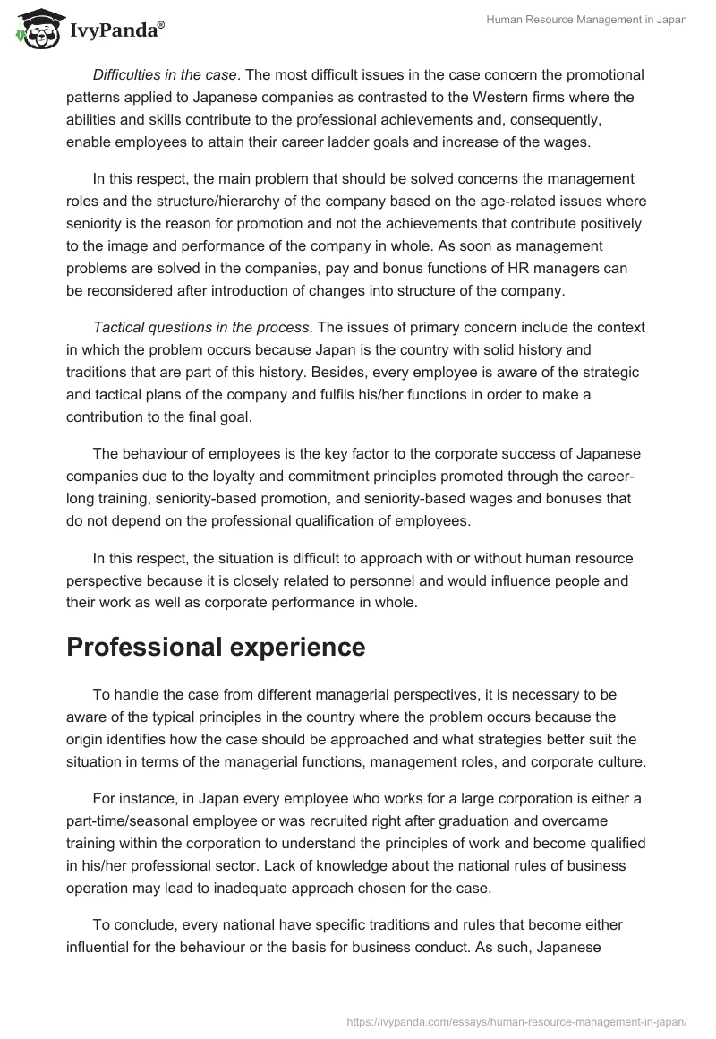 Human Resource Management in Japan. Page 3