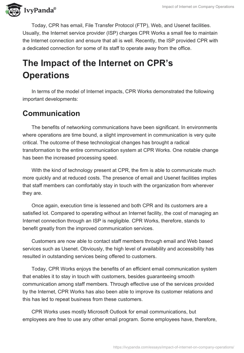 Impact of Internet on Company Operations. Page 5