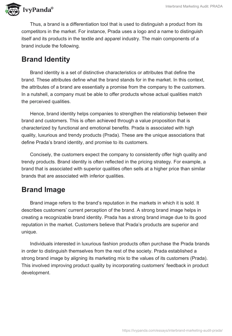 Interbrand Marketing Audit: PRADA. Page 2