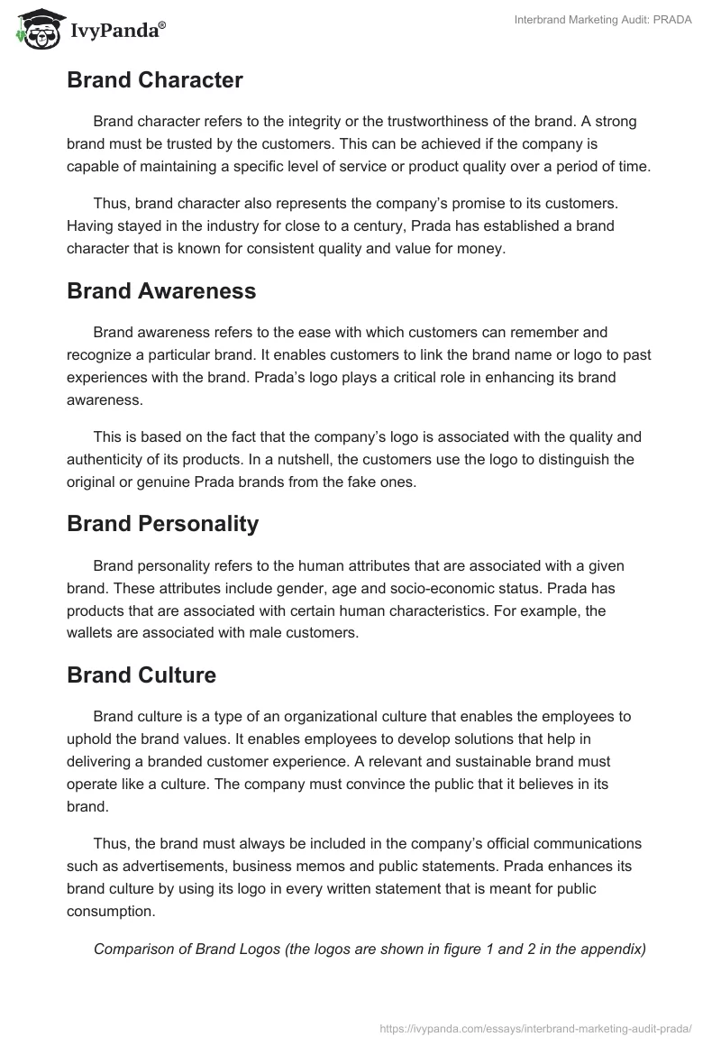 Interbrand Marketing Audit: PRADA. Page 3