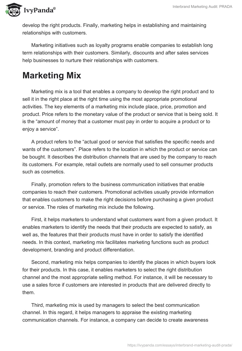 Interbrand Marketing Audit: PRADA. Page 5