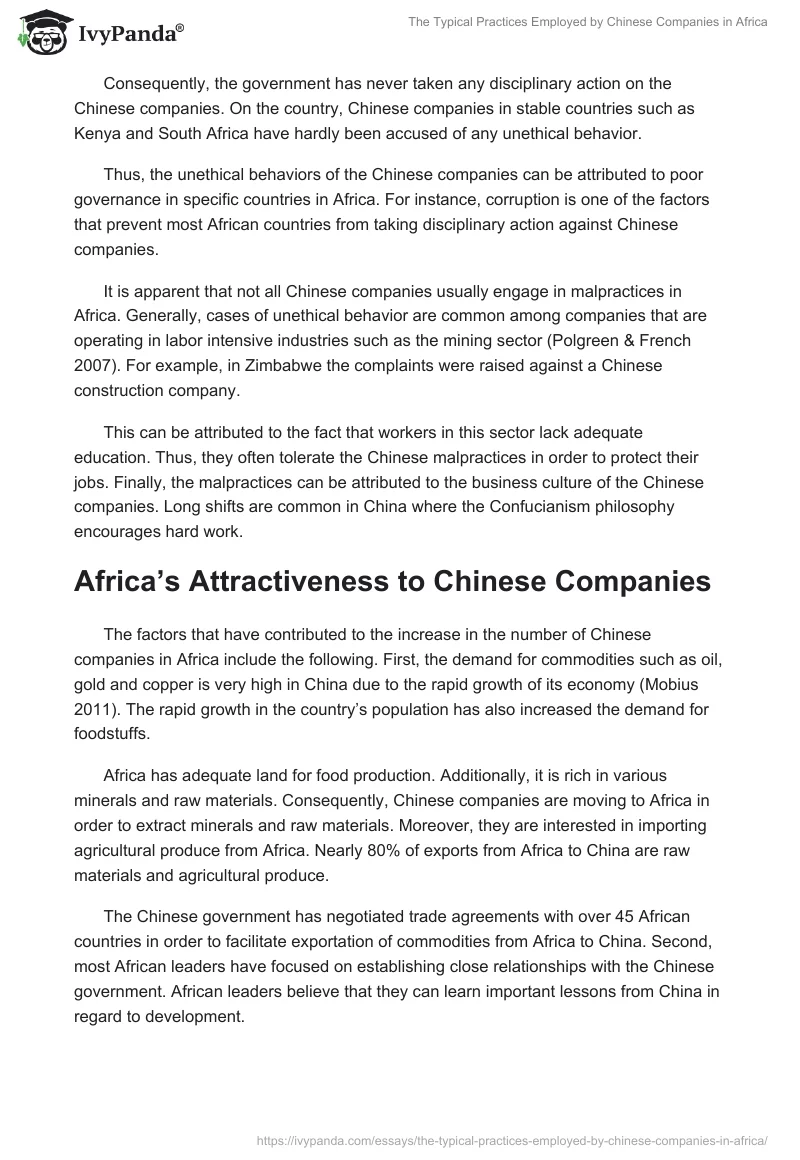 The Typical Practices Employed by Chinese Companies in Africa. Page 2