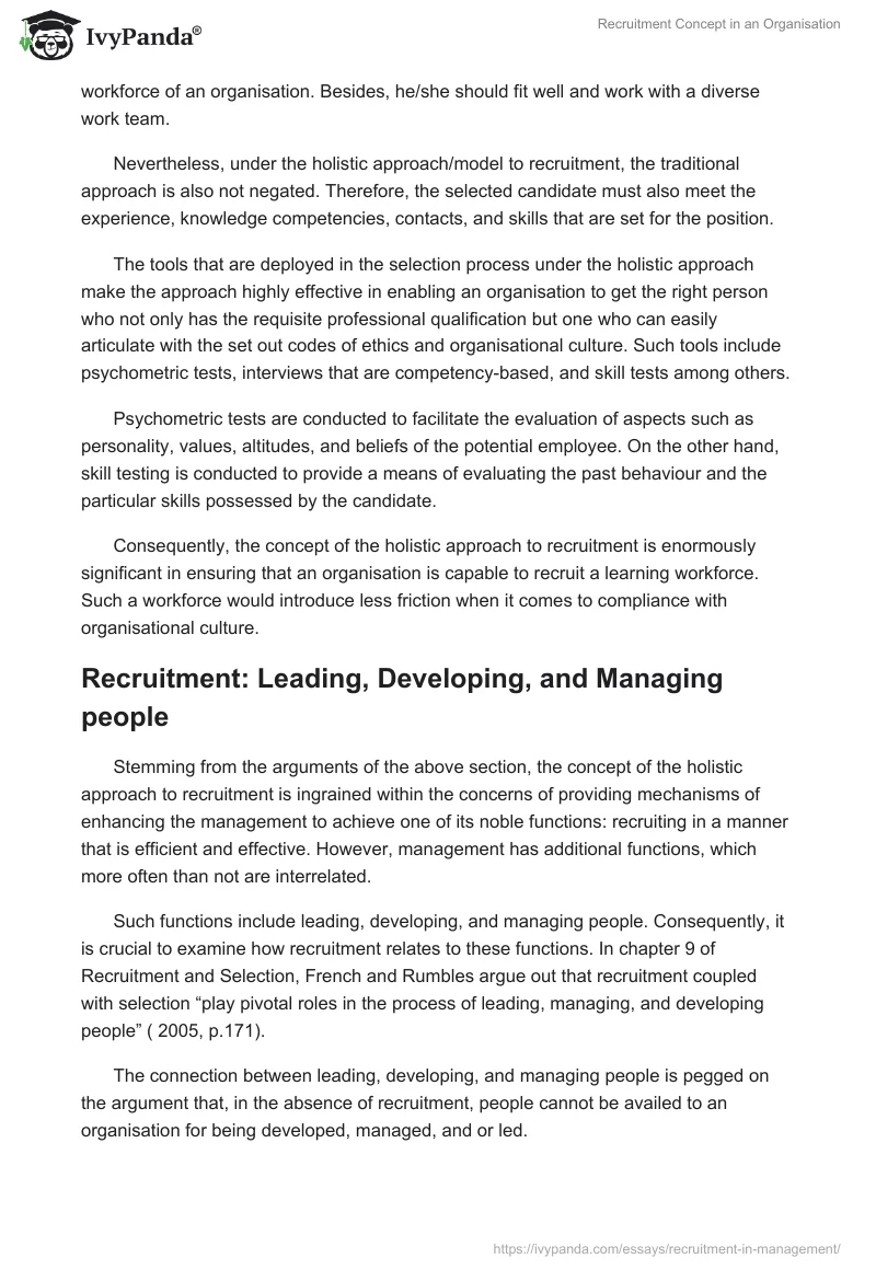 Recruitment Concept in an Organisation. Page 4