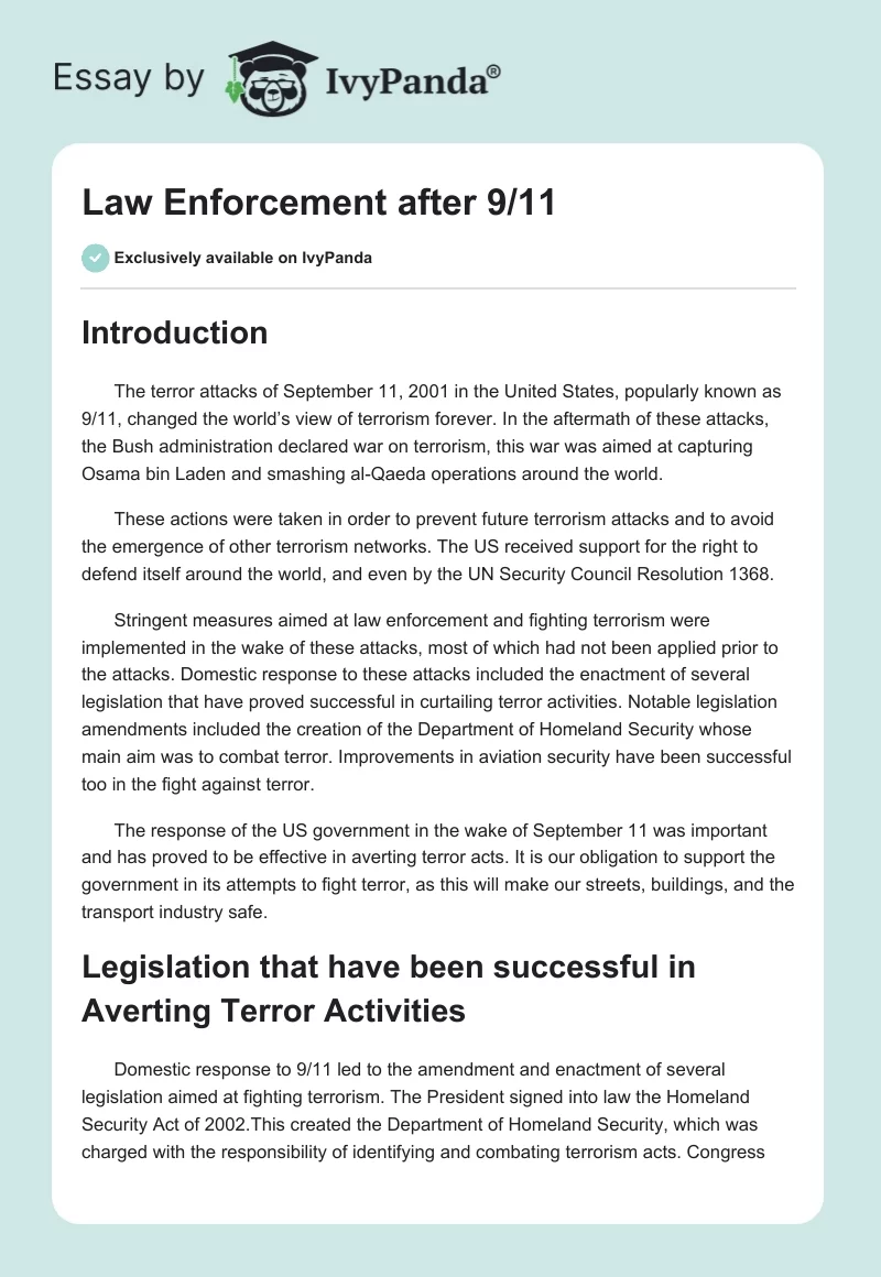 Law Enforcement after 9/11. Page 1