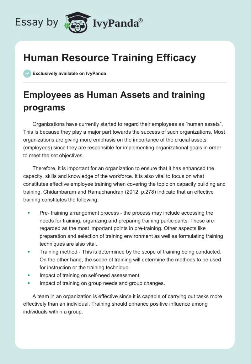 Human Resource Training Efficacy. Page 1