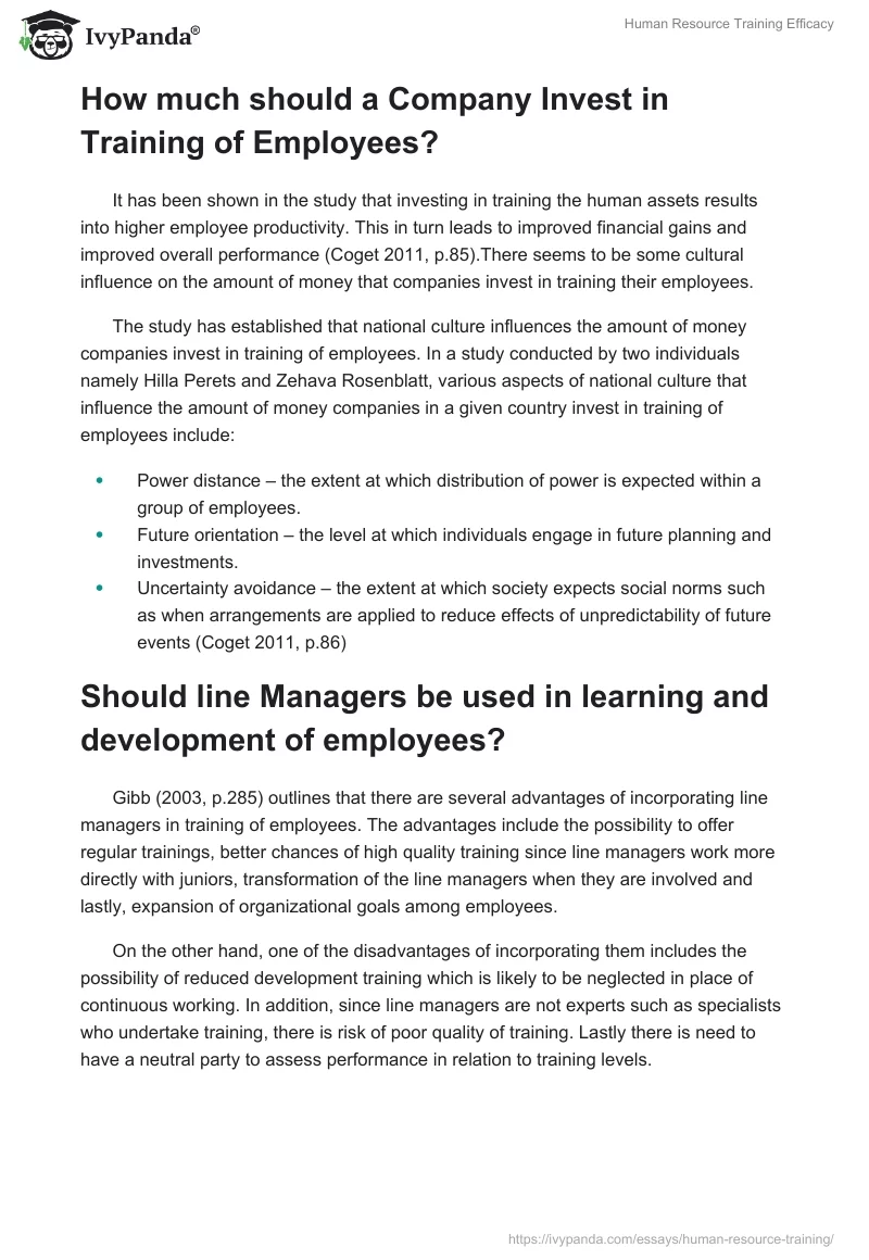 Human Resource Training Efficacy. Page 2