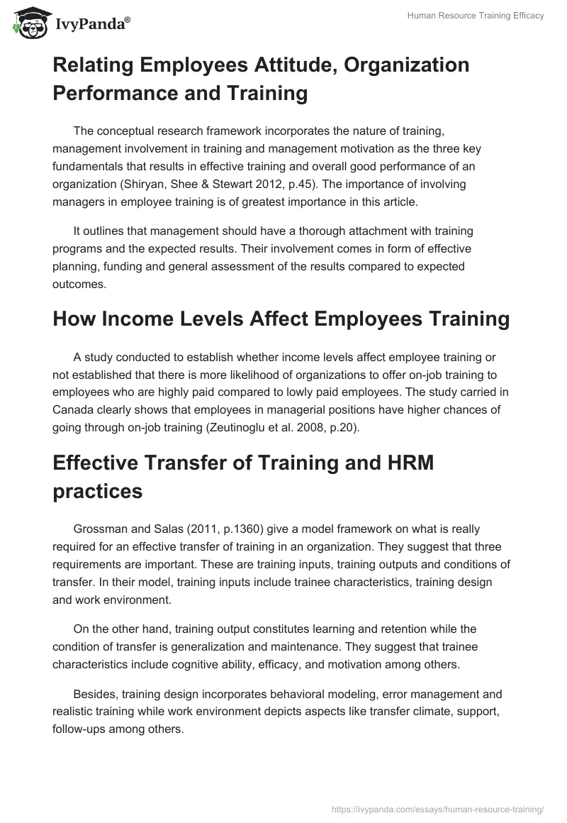 Human Resource Training Efficacy. Page 3