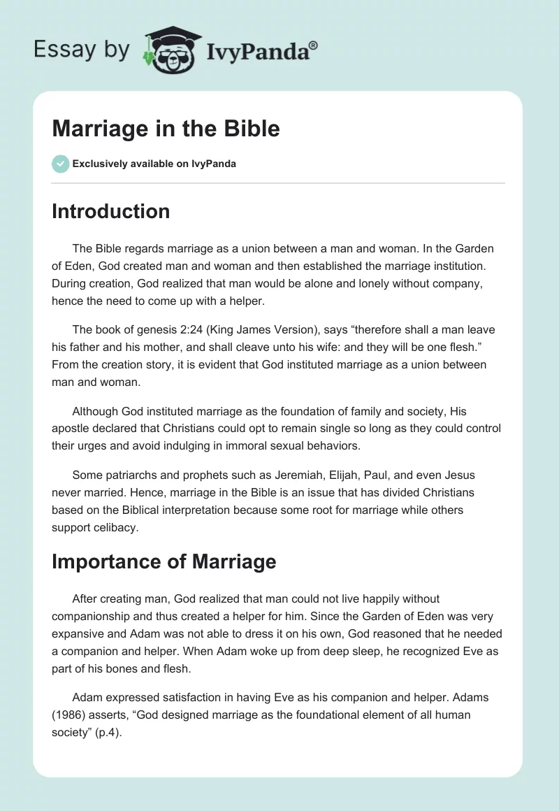 Marriage in the Bible. Page 1