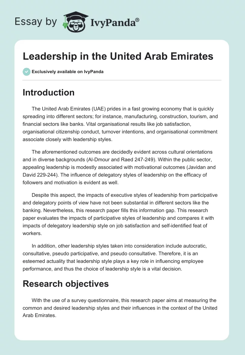 Leadership in the United Arab Emirates. Page 1