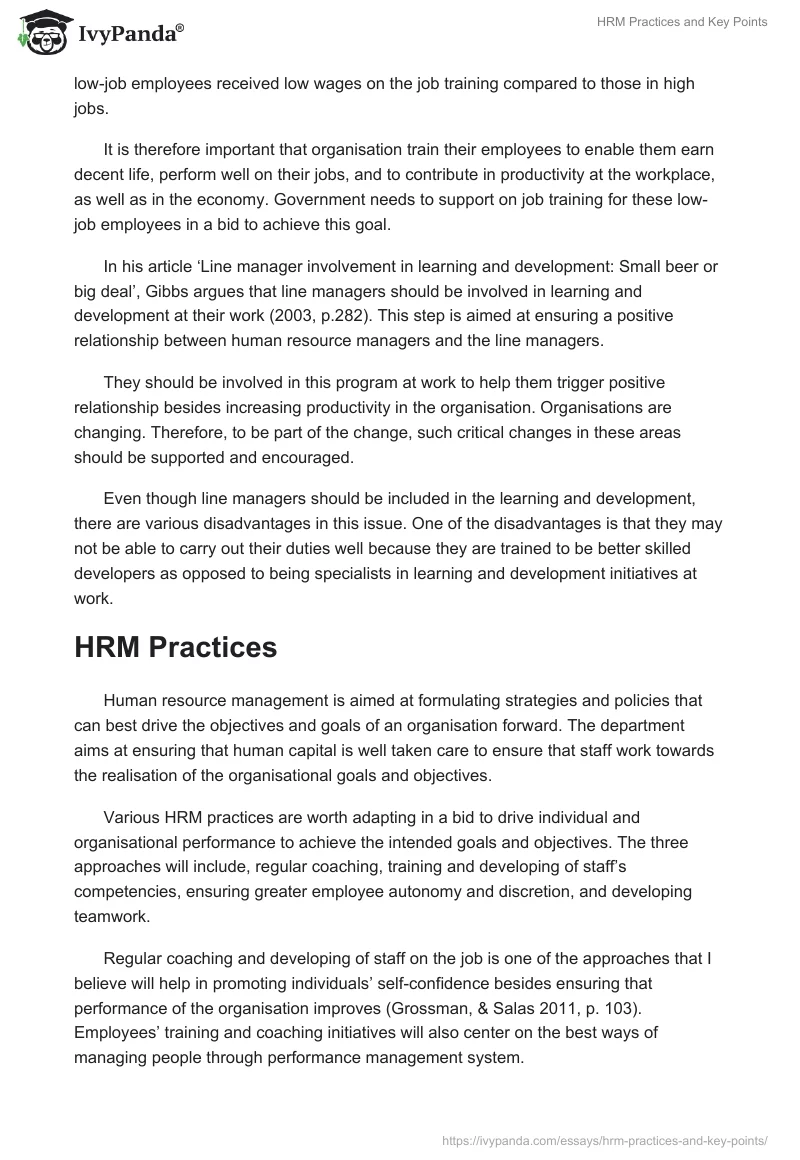 HRM Practices and Key Points. Page 3