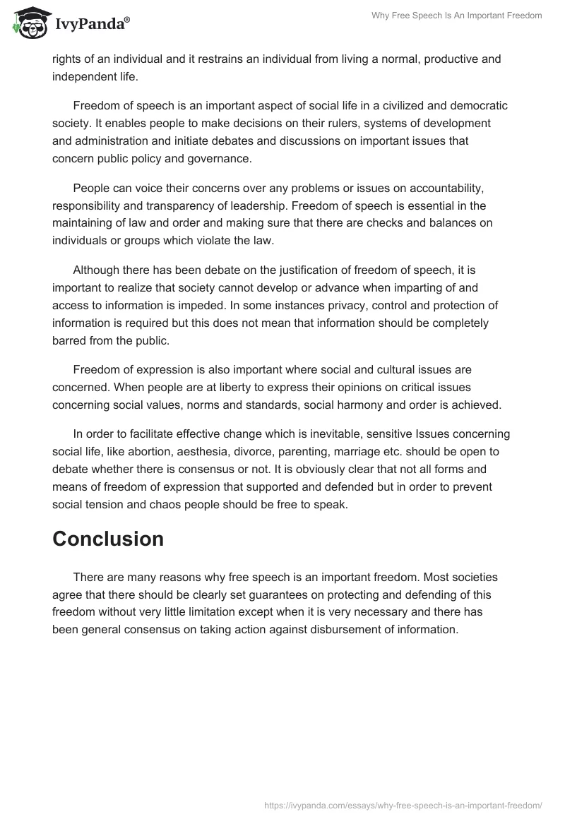 Why Free Speech Is An Important Freedom. Page 2