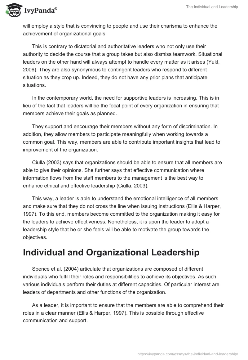 The Individual and Leadership. Page 2