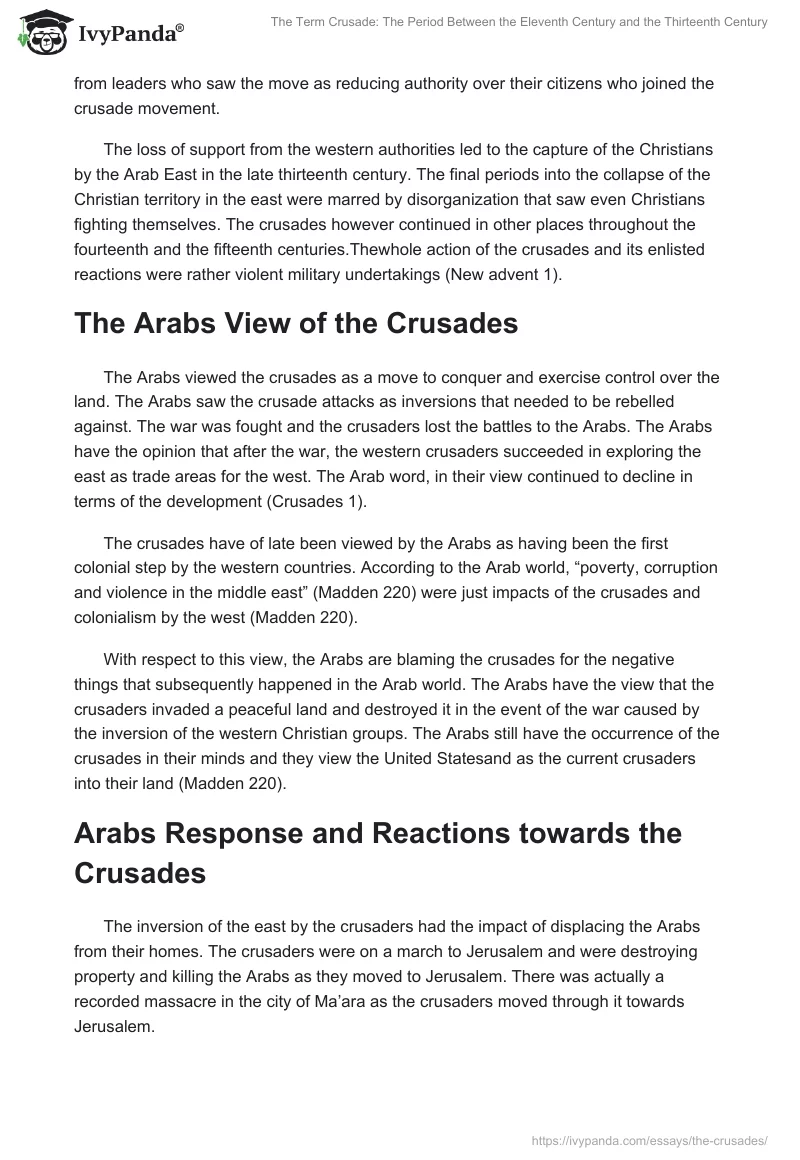 The Term Crusade: The Period Between the Eleventh Century and the Thirteenth Century. Page 3