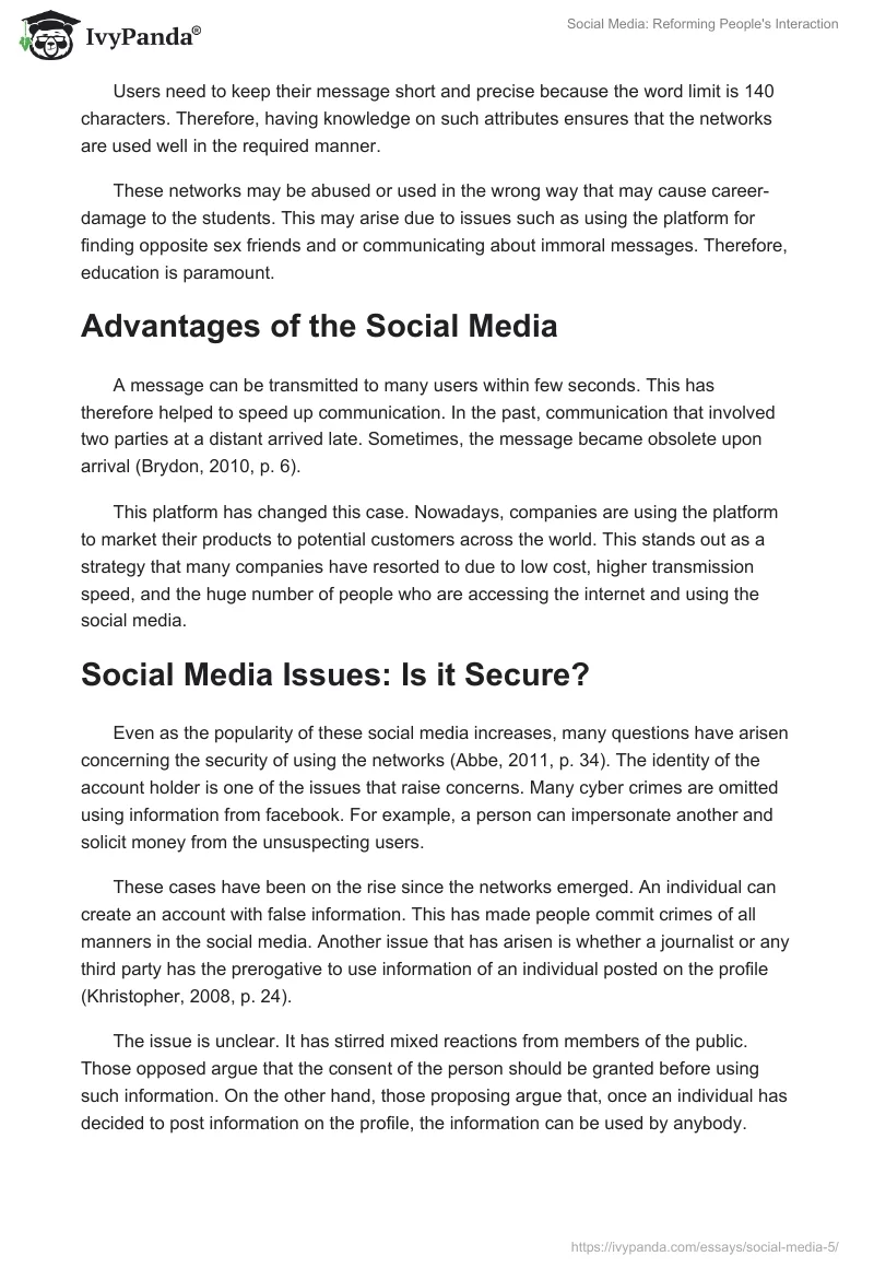 Social Media: Reforming People's Interaction. Page 3