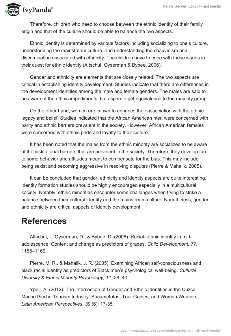 Relate Gender, Ethnicity and Identity. Page 2