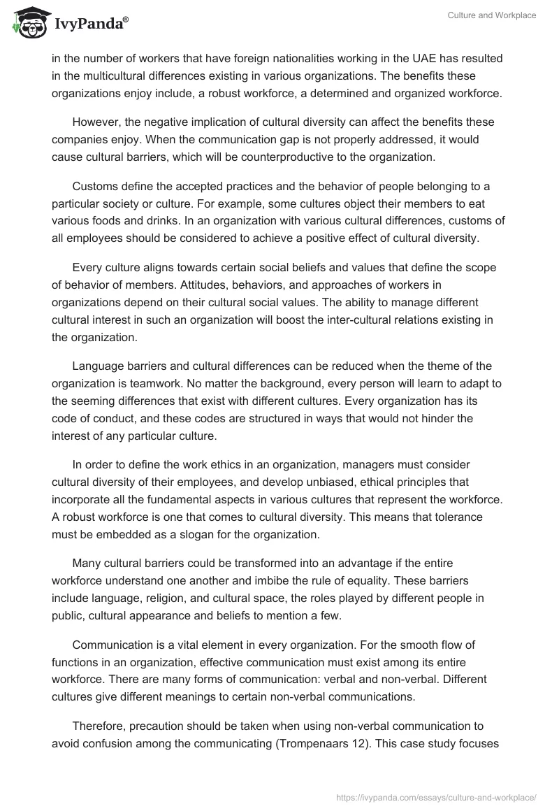 Culture and Workplace. Page 2