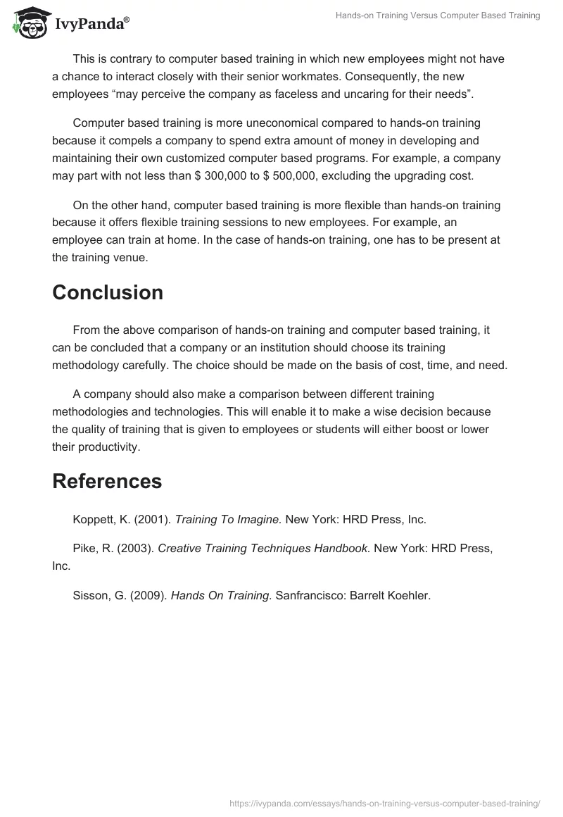 Hands-on Training Versus Computer Based Training. Page 3