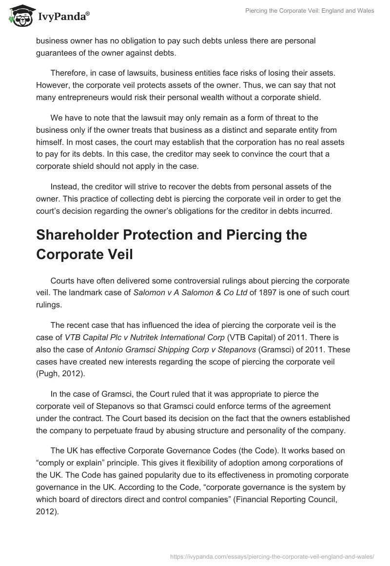 Piercing the Corporate Veil: England and Wales. Page 2