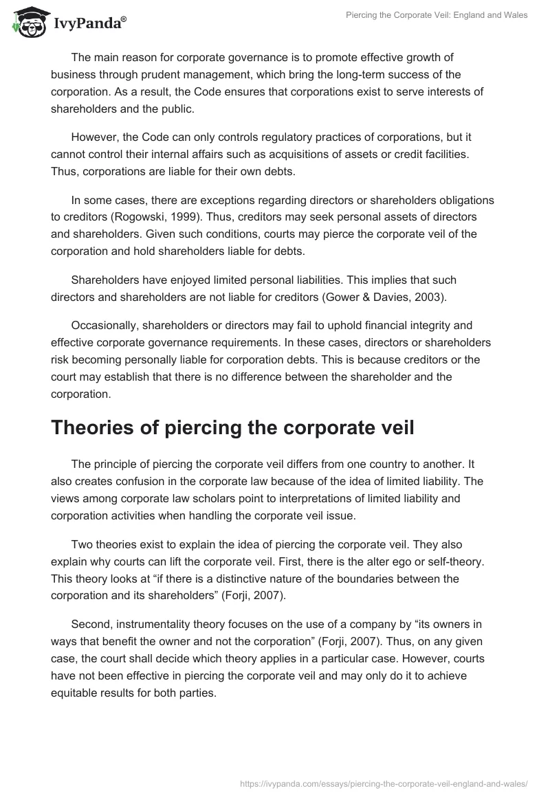 Piercing the Corporate Veil: England and Wales. Page 3