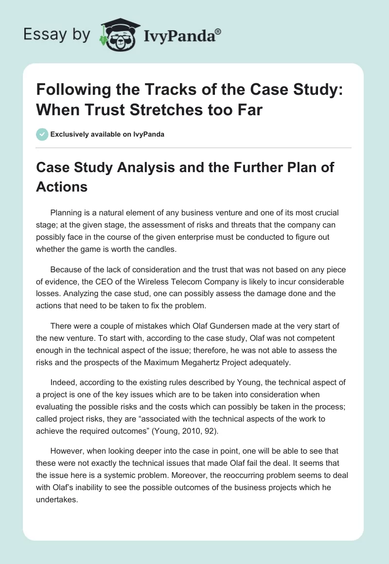 Following the Tracks of the Case Study: When Trust Stretches too Far. Page 1