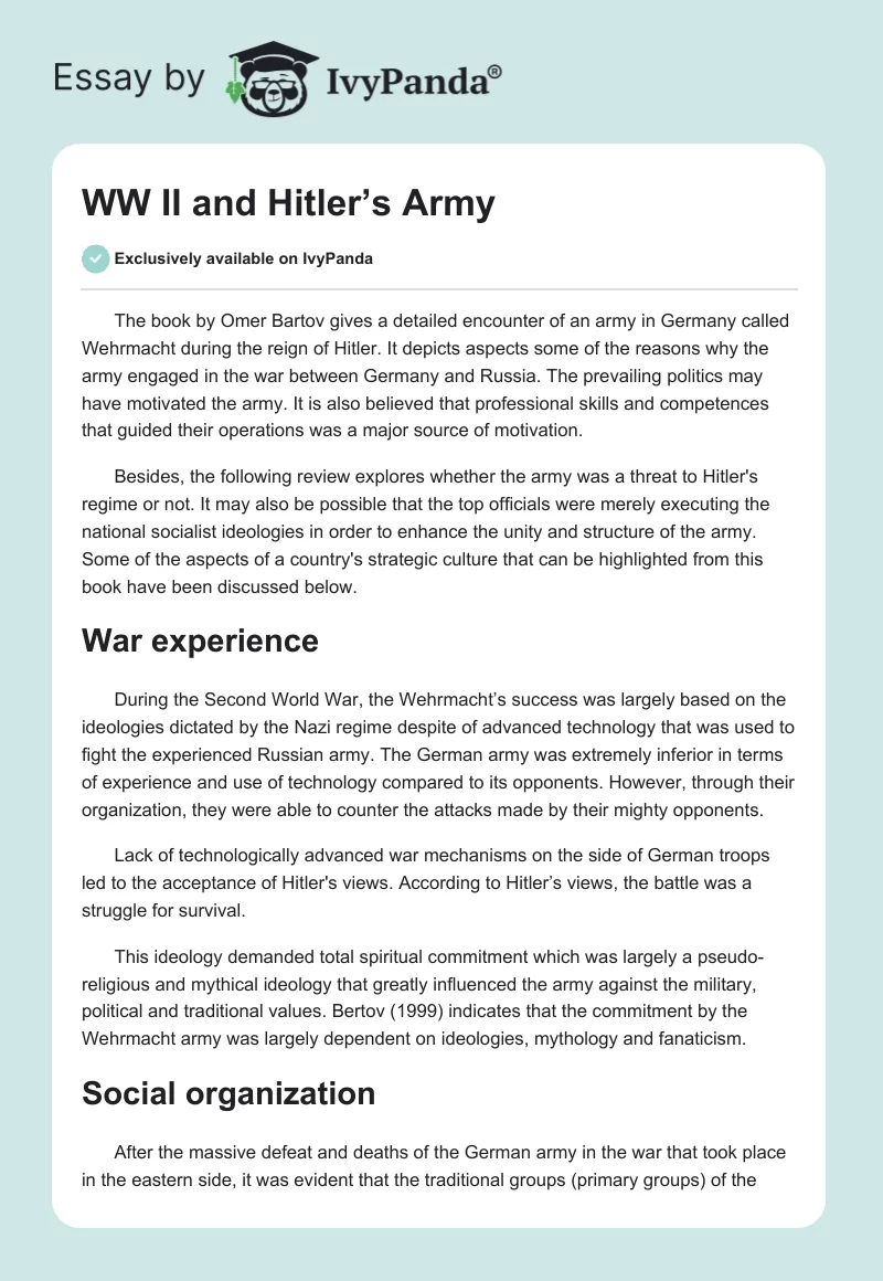 WW II and Hitler’s Army. Page 1